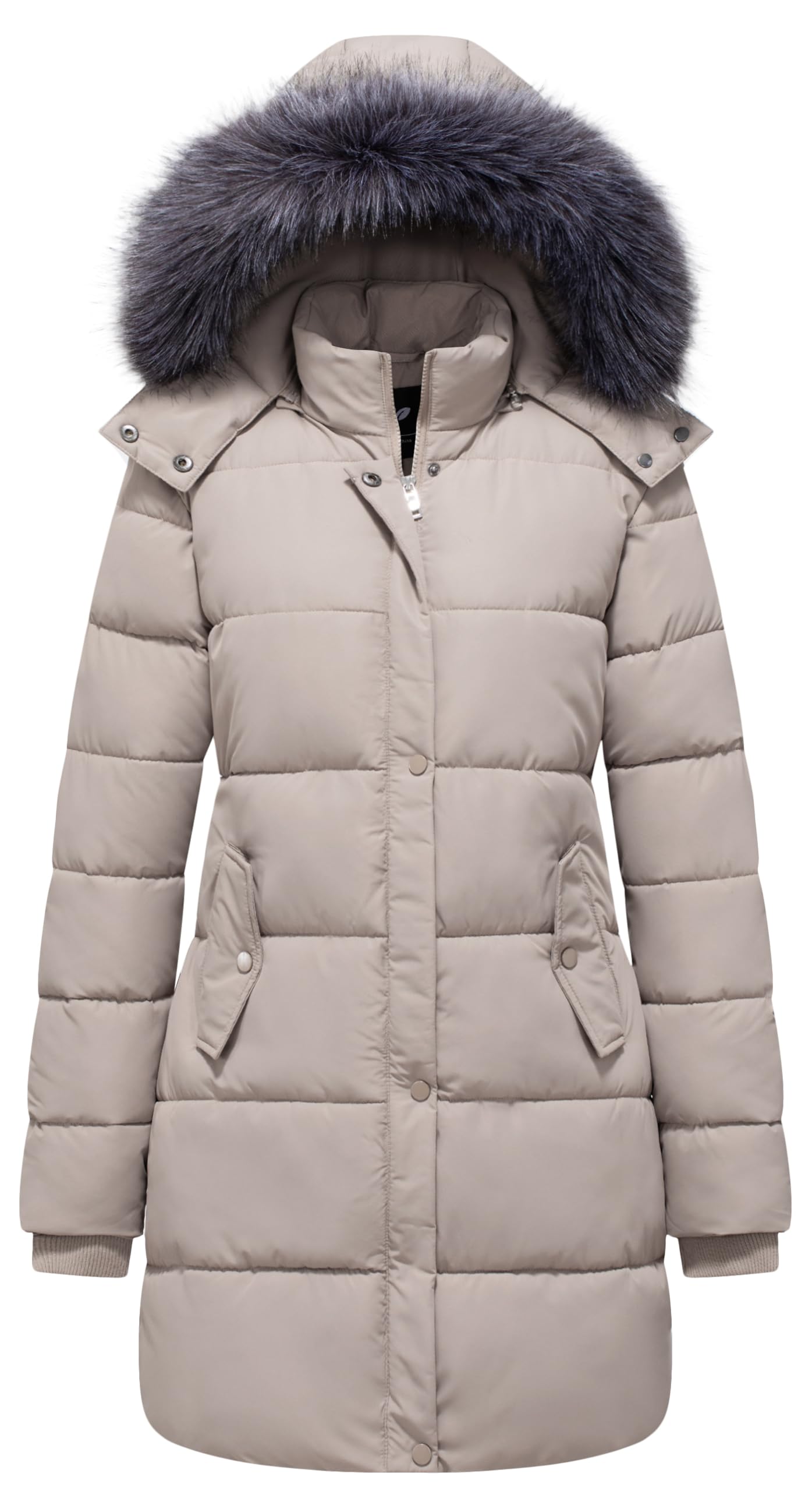 GGleaf Women's Winter Thicken Puffer Coat Warm Snow Jacket with Fur Removable Hood